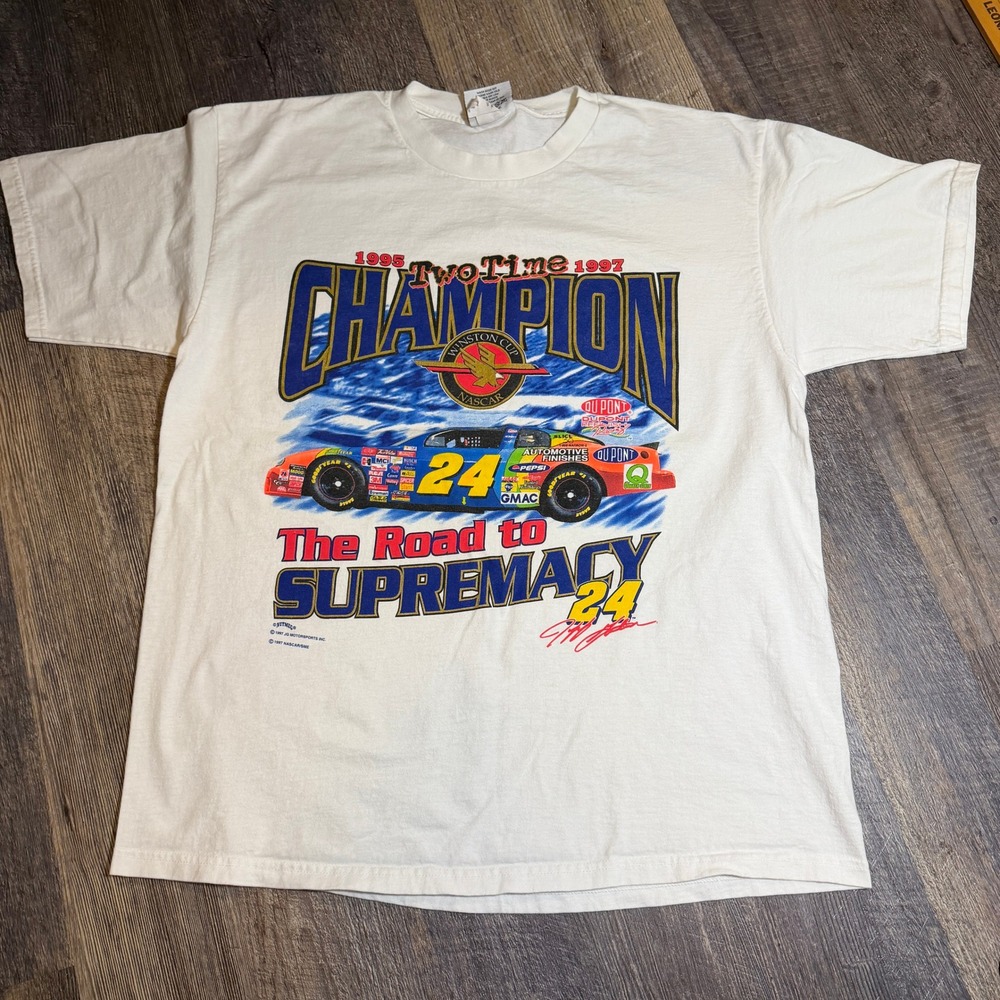 Vintage 1997 Jeff Gordon Nascar T-Shirt Chase Authentics White XL